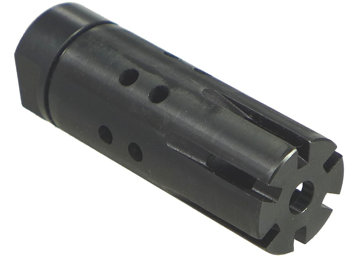 M14x1LH Barrel Thread Muzzle Brake with 1 Adapter, 13/16"-16, 2 Functions, Steel