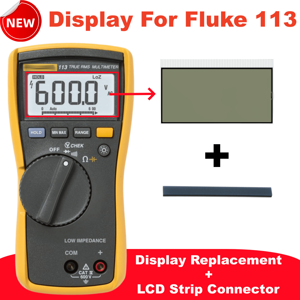 For FLUKE 113 Digital True RMS CAT IV Multimeters LCD Display Screen Repair NEW