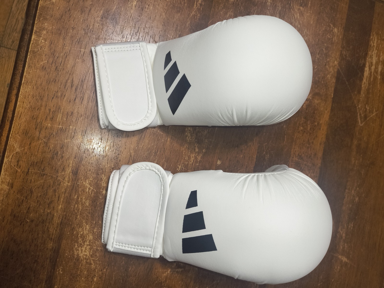 Karate Sparring Gloves Pair w/ Wrist Straps, Adult Unisex, White