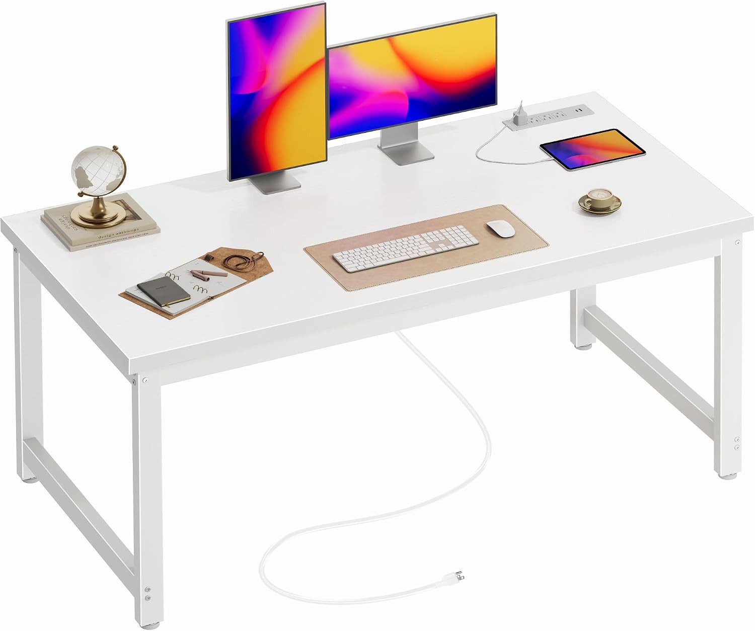 55 X 24 Inch Desk with Power Outlets & USB-C, Deeper & Thicker Desktop, Robust M