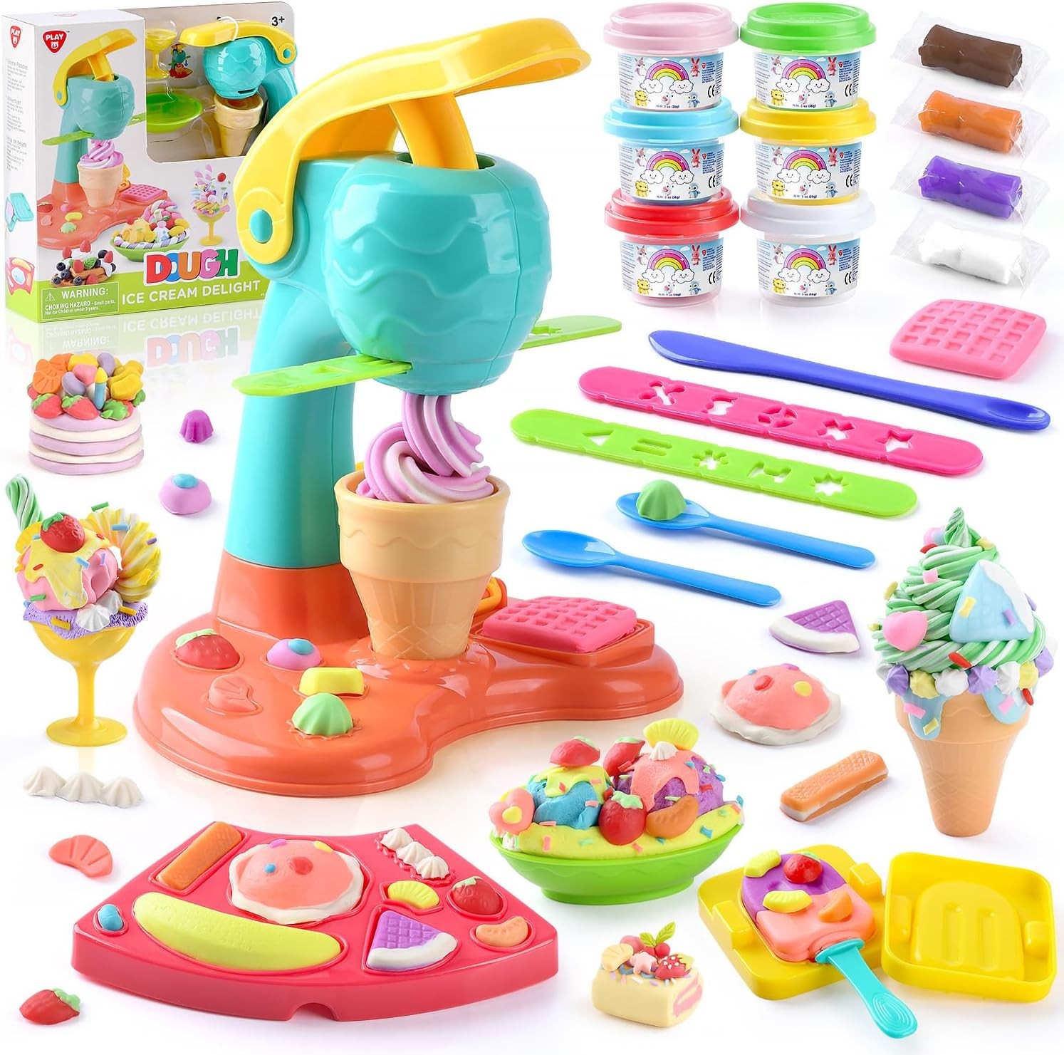 PLAY Clay Dough Set Ice Cream Maker Noodle Maker Play Food Kit
