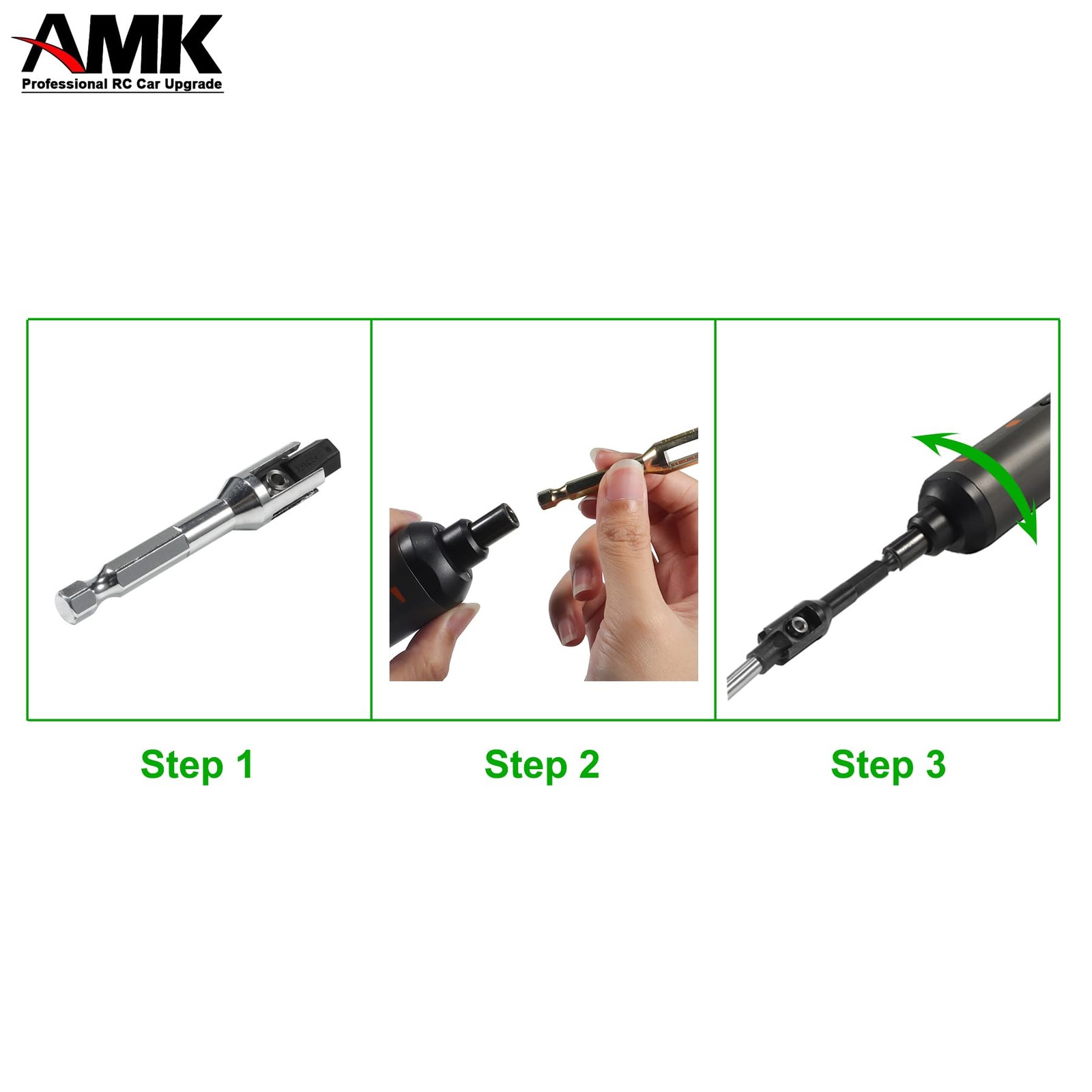 AMK RC Tool Kit 6.35mm Hex Bit Linkages Link Rod Ends Installing Silver