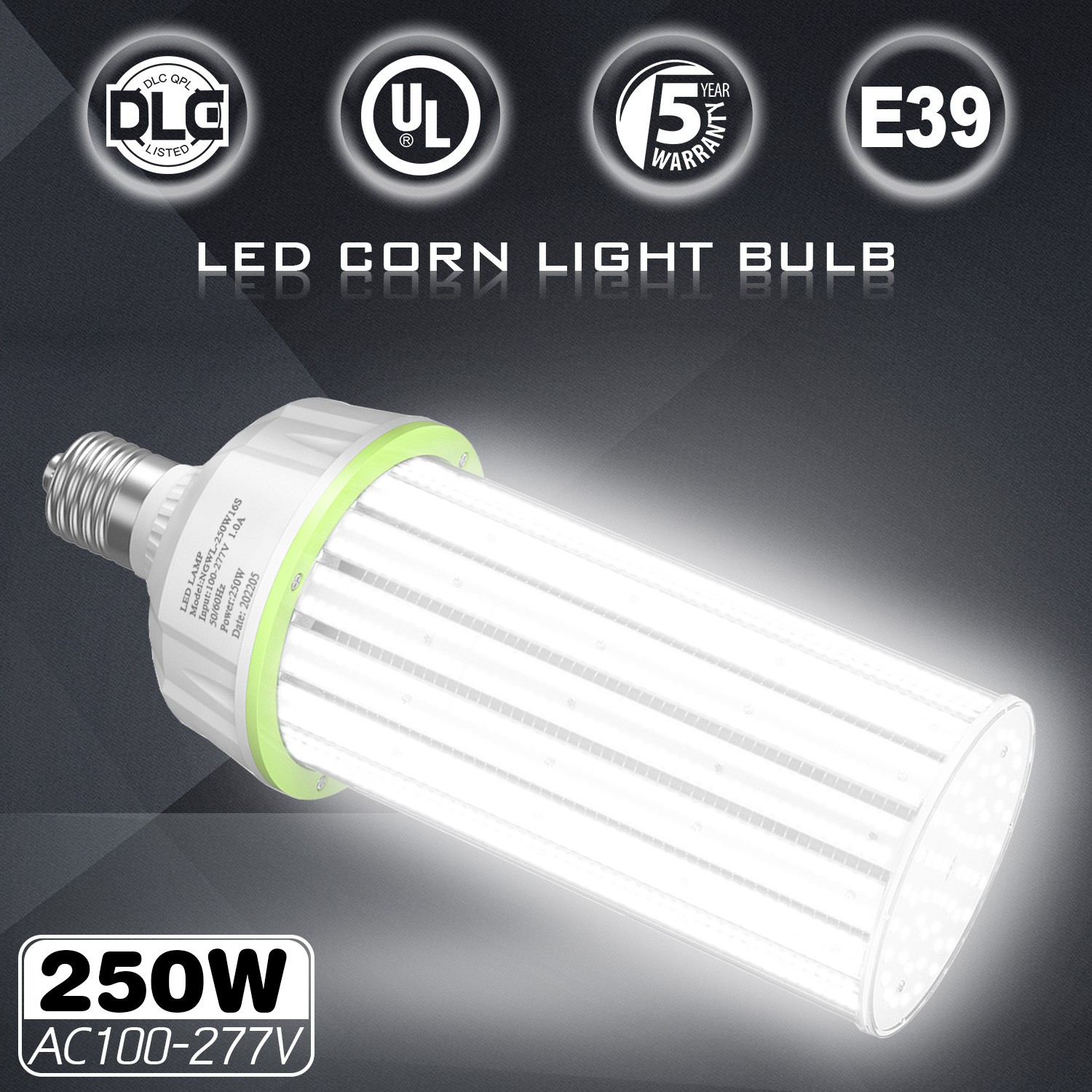 250W LED Corn Cob Bulb E39 Mogul Base Replace 1000W MH Warehouse Lighting 5000K
