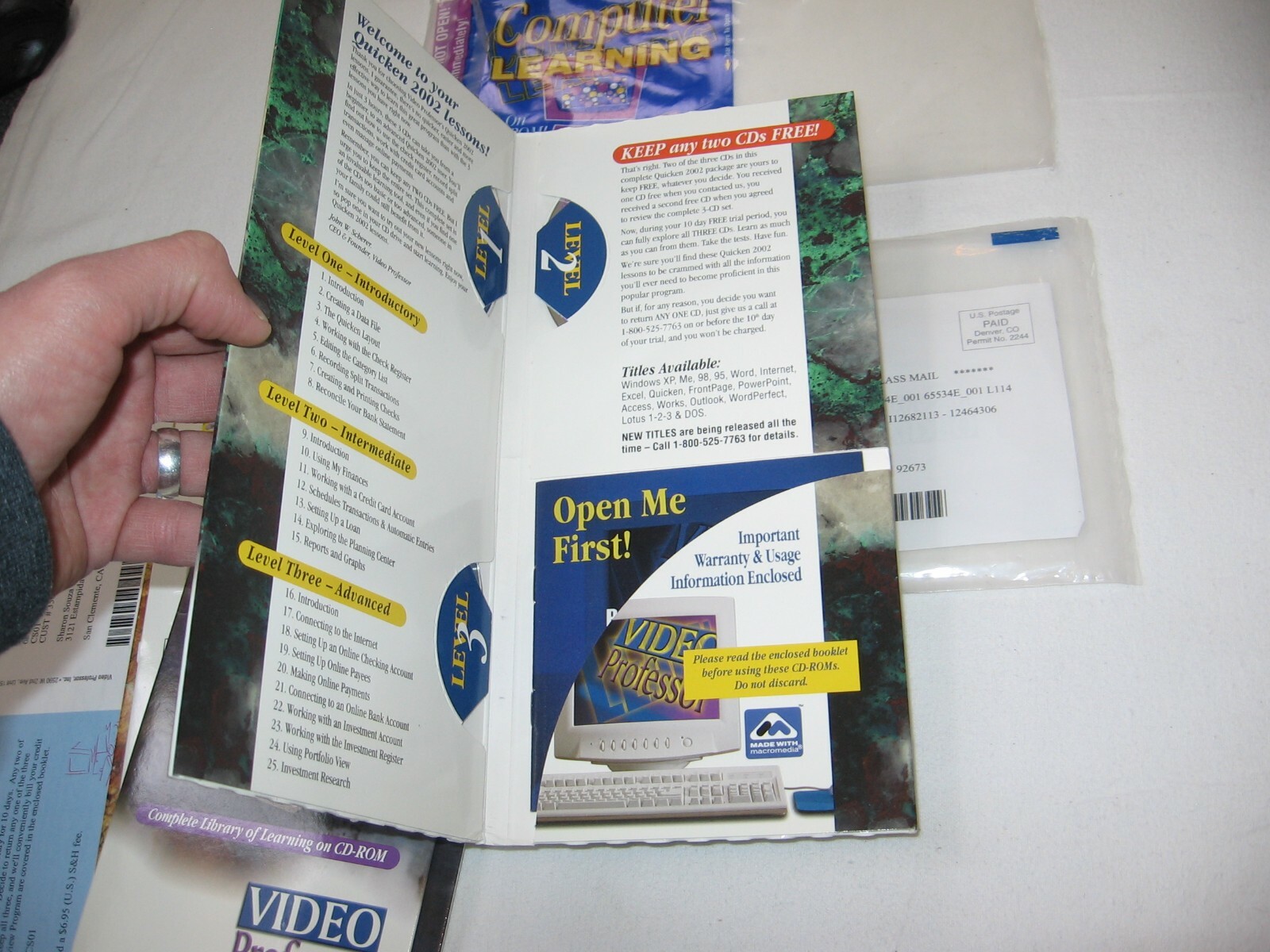 Vintage COMPUTER LEARNING VIDEO PROFESSOR CD-ROM Lot WORD QUICKEN EXCEL PC CIB