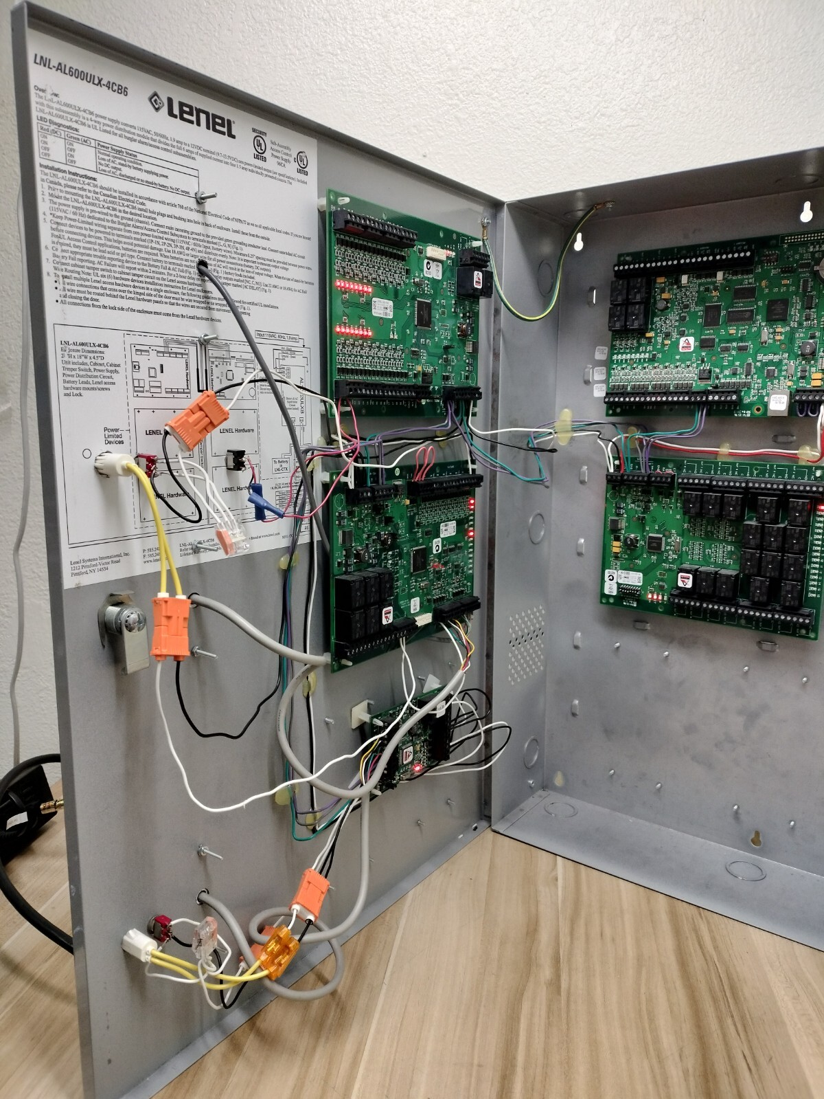 LENEL LNL-AL600ULX-4CB6 Access Control Power Supply Panel Enclosure w/ MODULES