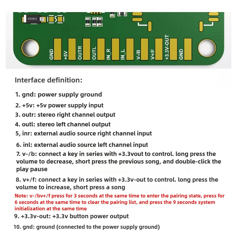 QCC5181 Bluetooth LDAC ES9039 DAC Decoder HIFI Serial Port Control of Volume
