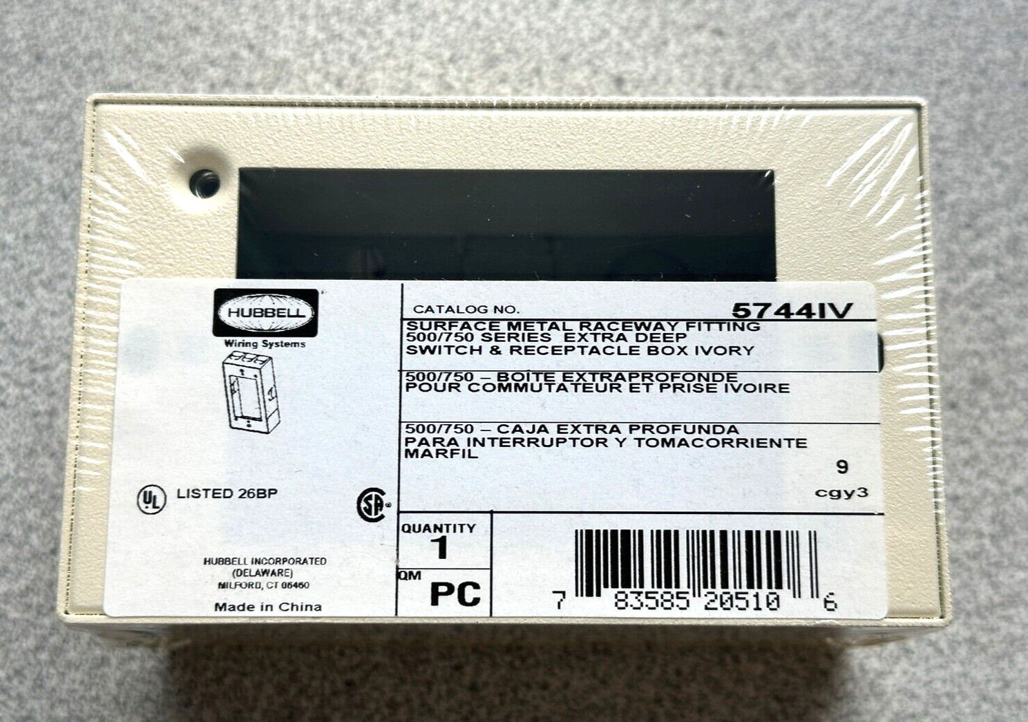 NEW HUBBELL 5744IV EXTRA DEEP SINGLE GANG BOX IVORY METAL