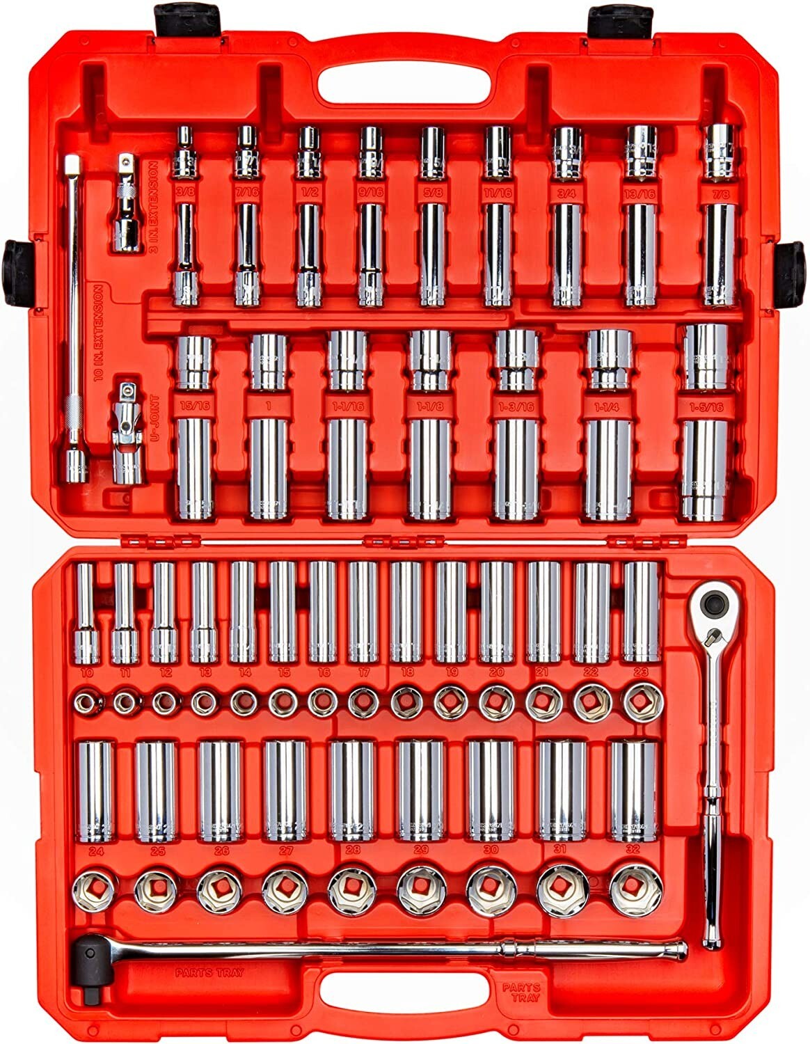 TEKTON 1/2 Inch Drive 6-Point Socket and Ratchet Set, 83-pc  SAE/METRIC SKT25302