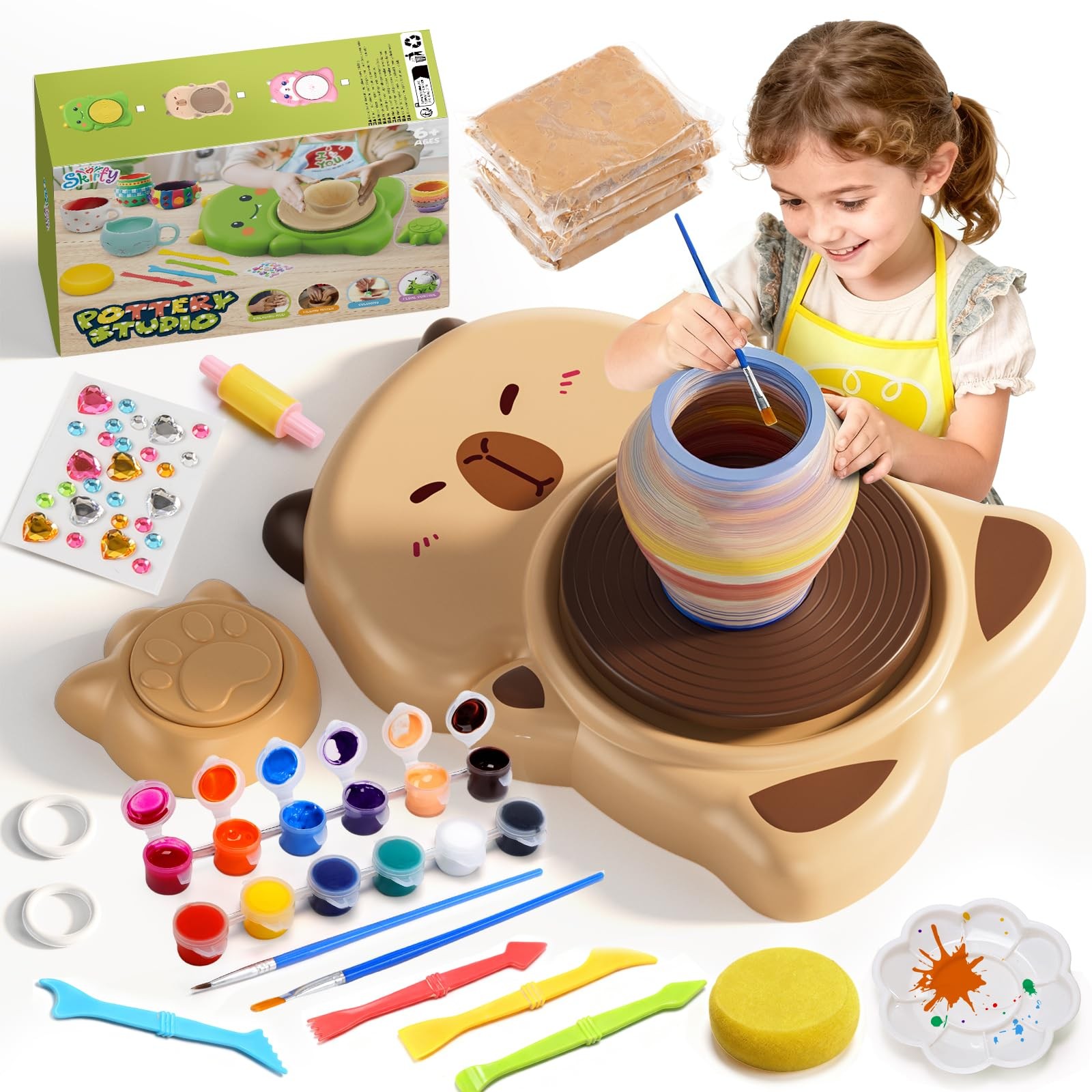 Mini Pottery Wheel Machine Kit for Beginners Kids with Light,Electric Ceramic...