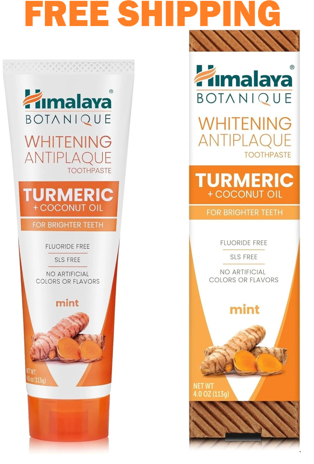 Himalaya Botanique Turmeric & Coconut Oil Whitening Toothpaste 4oz Fluoride Free