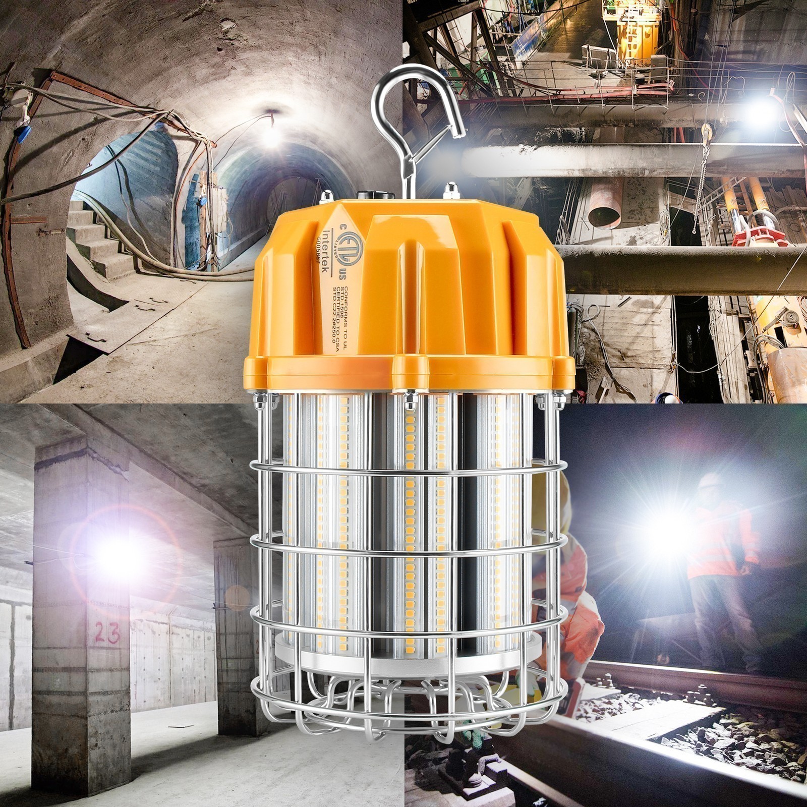 2Pack LED Temporary Work Light 100W Constructions Warehouse High Bay Light 5000K