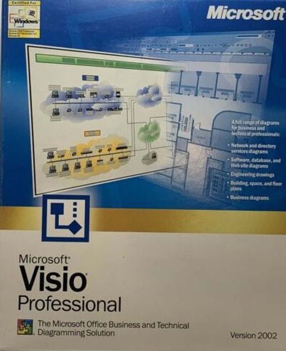 Microsoft Visio Professional 2002 Full Version w/ 5 Keys & License for 5 PCs