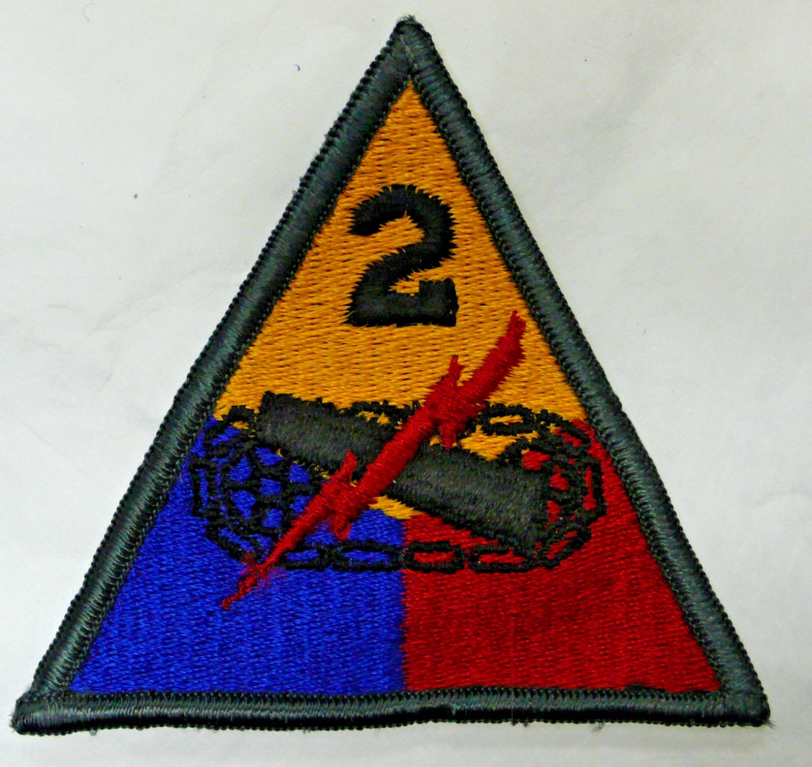 US ARMY WW2 2ND ARMOR DIVISION PATCH COLOR NO TAB "HELL ON WHEELS"