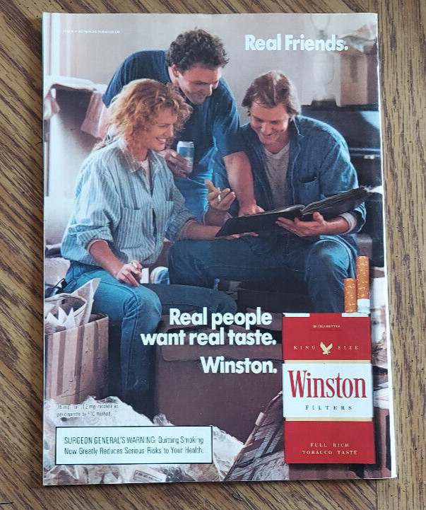 WINSTON FILTER CIGARETTE MAGAZINE PRINT AD REAL FRIENDS