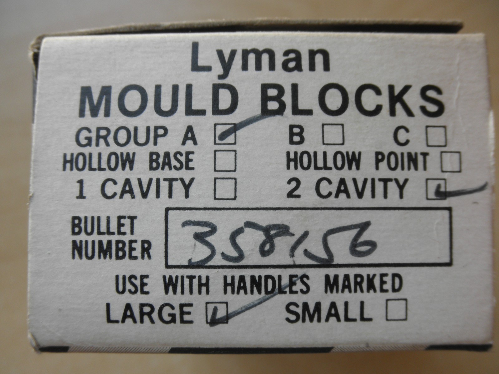 LYMAN 358156 BULLET MOULD  2 cavity 155 gr. gas check