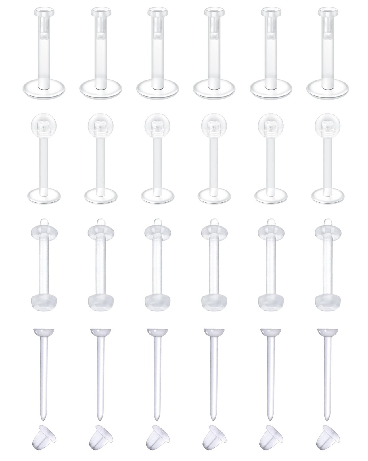 MODRSA Clear Nose Rings & Studs - Plastic Nose Piercing Retainers - 16g, 18g,...