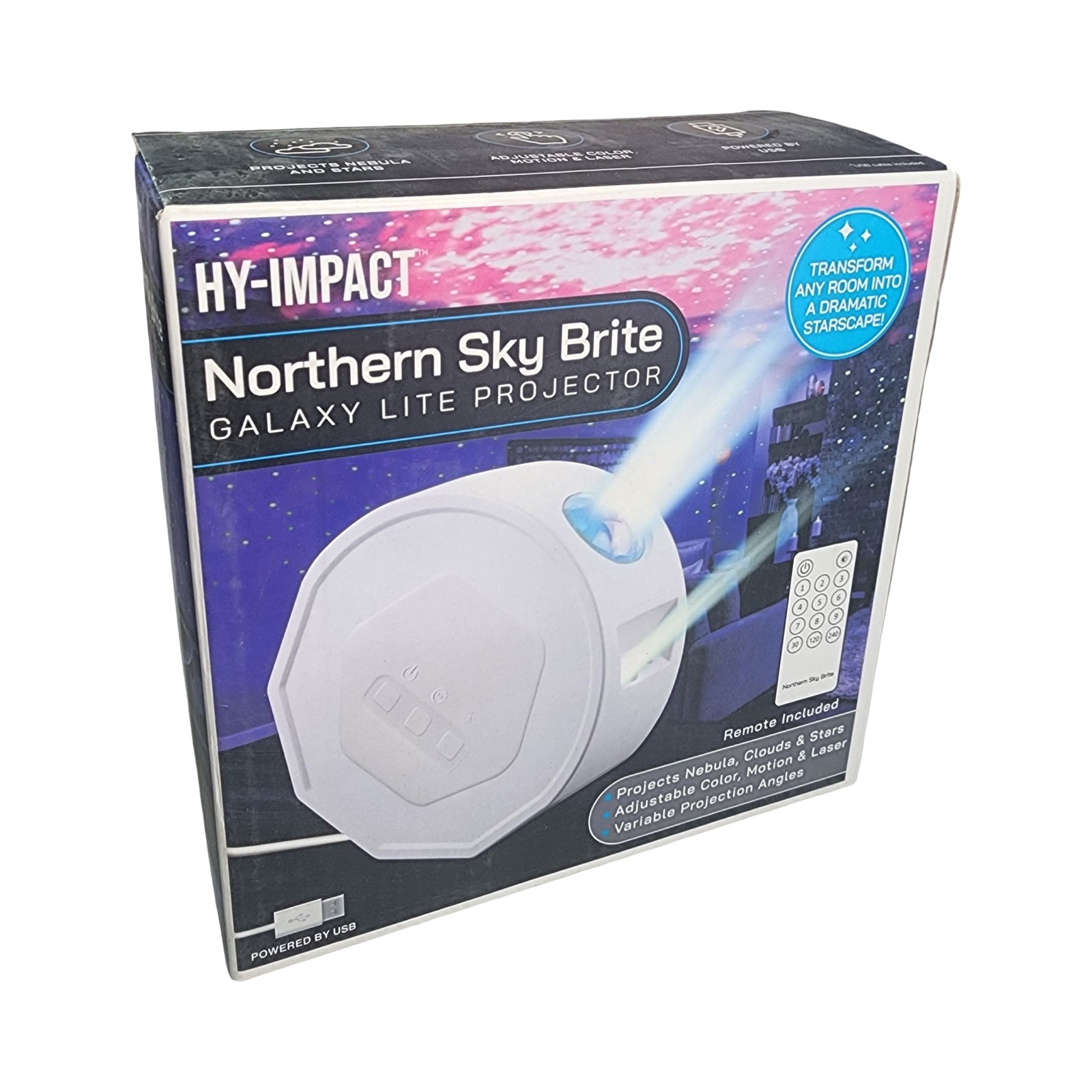 HY-IMPACT Northern Sky Brite Galaxy Lite Projector Nebula Stars USB Remote