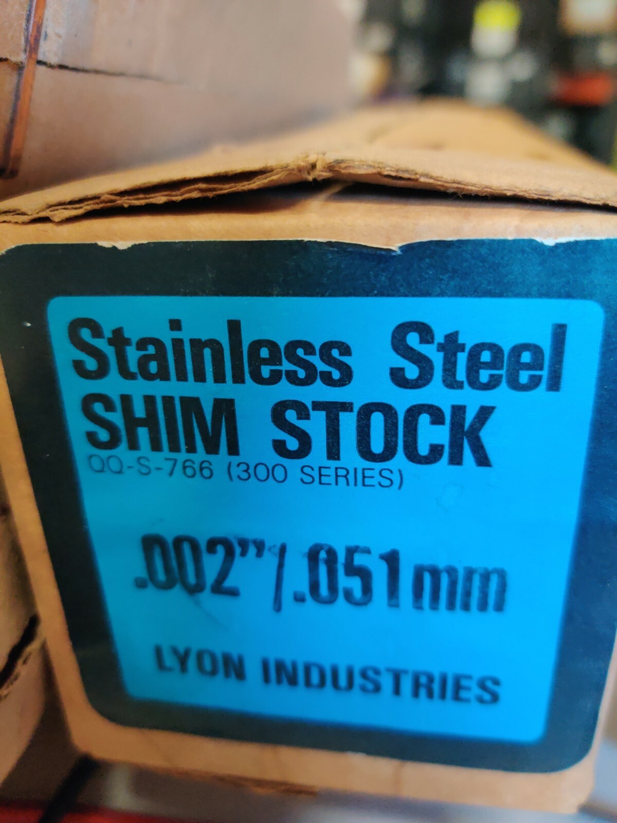 LYON Industries QQ-S-766 Stainless Steel Shim Stock .002" X 12 X 50 - NIB