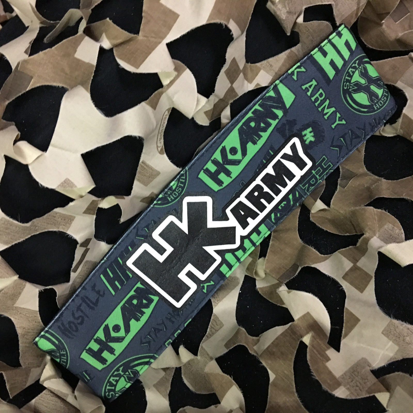 NEW HK Army Paintball Headband Padded Tying Head Sweat Band - HK Sketched Green