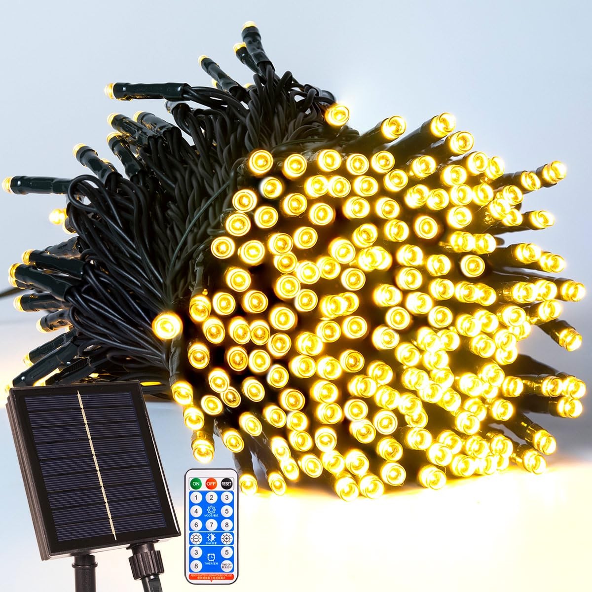 RESNICE Solar String Lights for Outside High Bright 66FT 200 LED, Warm White