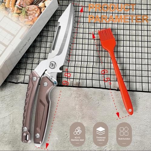 Kitchen Scissors All Purpose Heavy Duty Meat Poultry Shears,Kitchen Brown