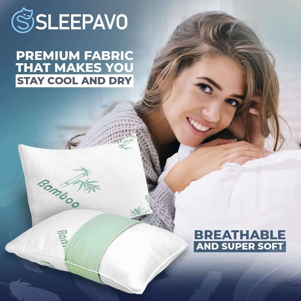 Shredded Memory Foam Pillow Queen Size - Cooling Bed Pillow for Sleeping