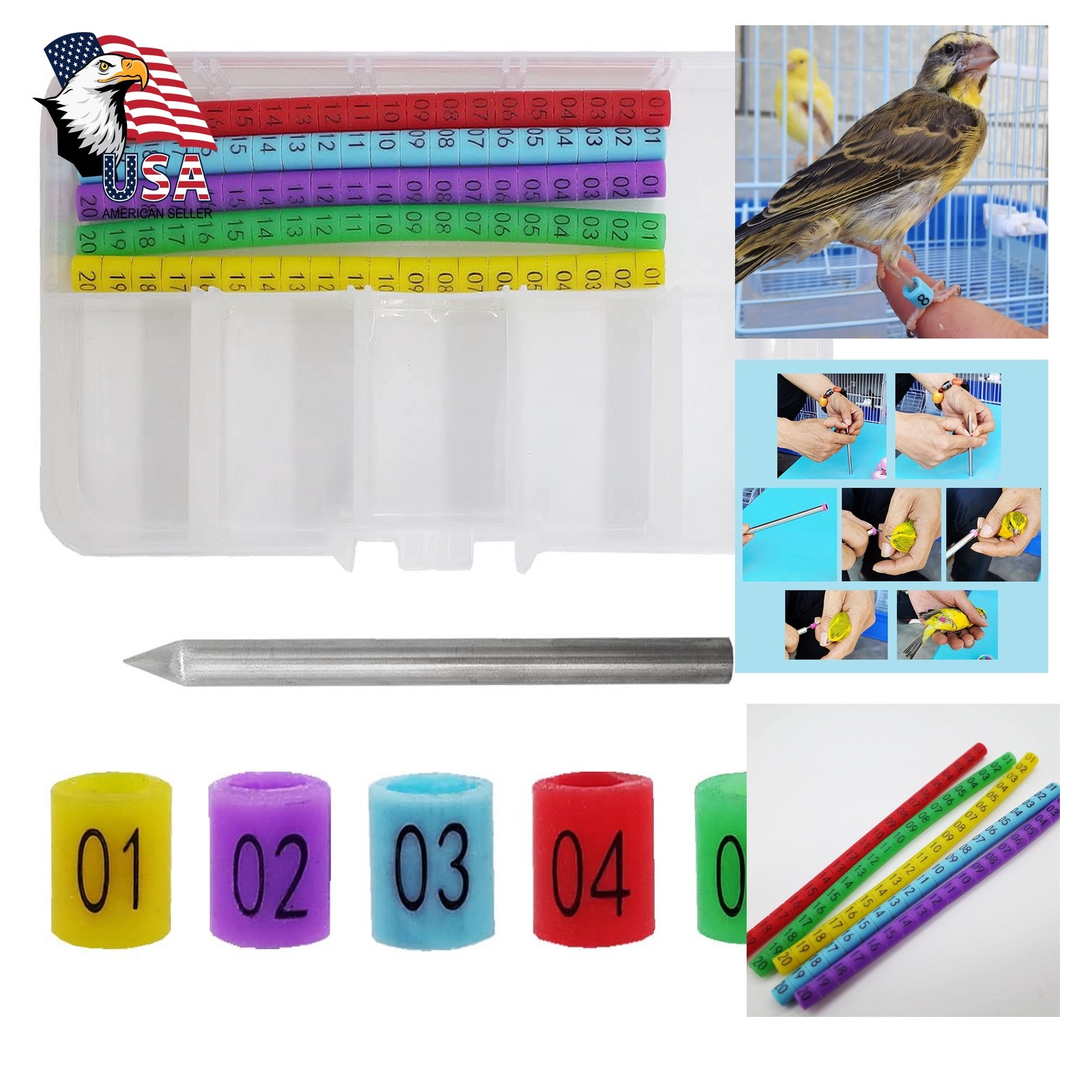 FOIBURELY Bird Leg Bands 3mm 100 Pcs