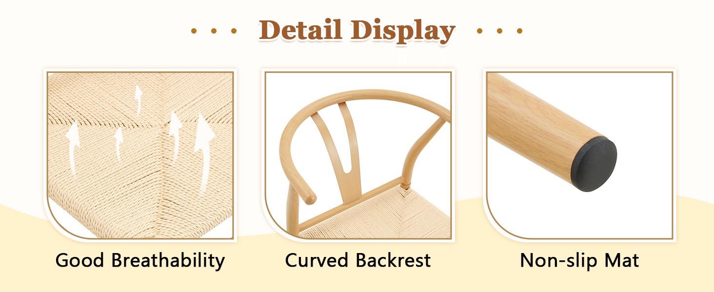 Modern Wishbone Dining Chair Iron Metal Farmhouse Woven Seat Set of 2