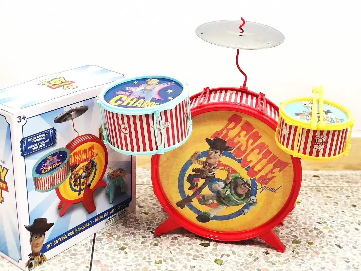Toy Story 4 Kids Drum Set with Stool and Drumsticks