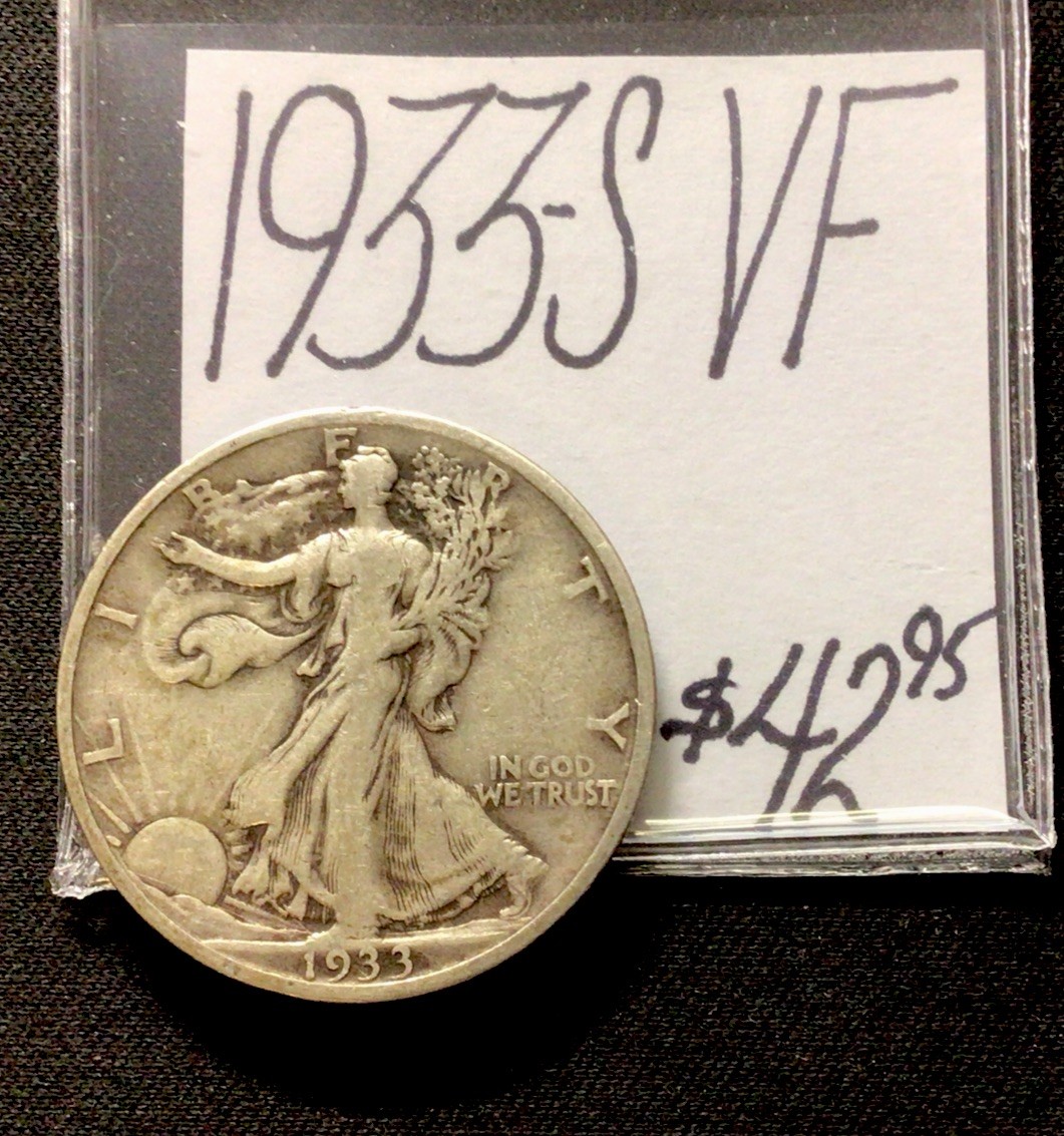 1933 S Walking Liberty Silver Half Dollar VF! ENN Coins