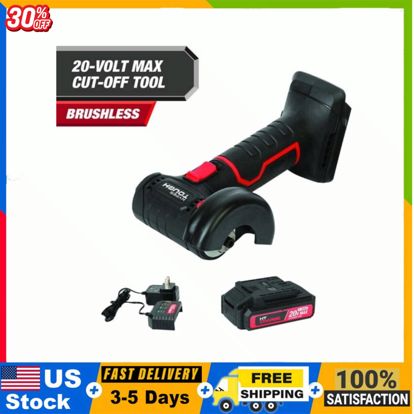 Hyper Tough 20V Max Brushless Cordless Cut-Off Tool with 1.5Ah Lithium-Ion