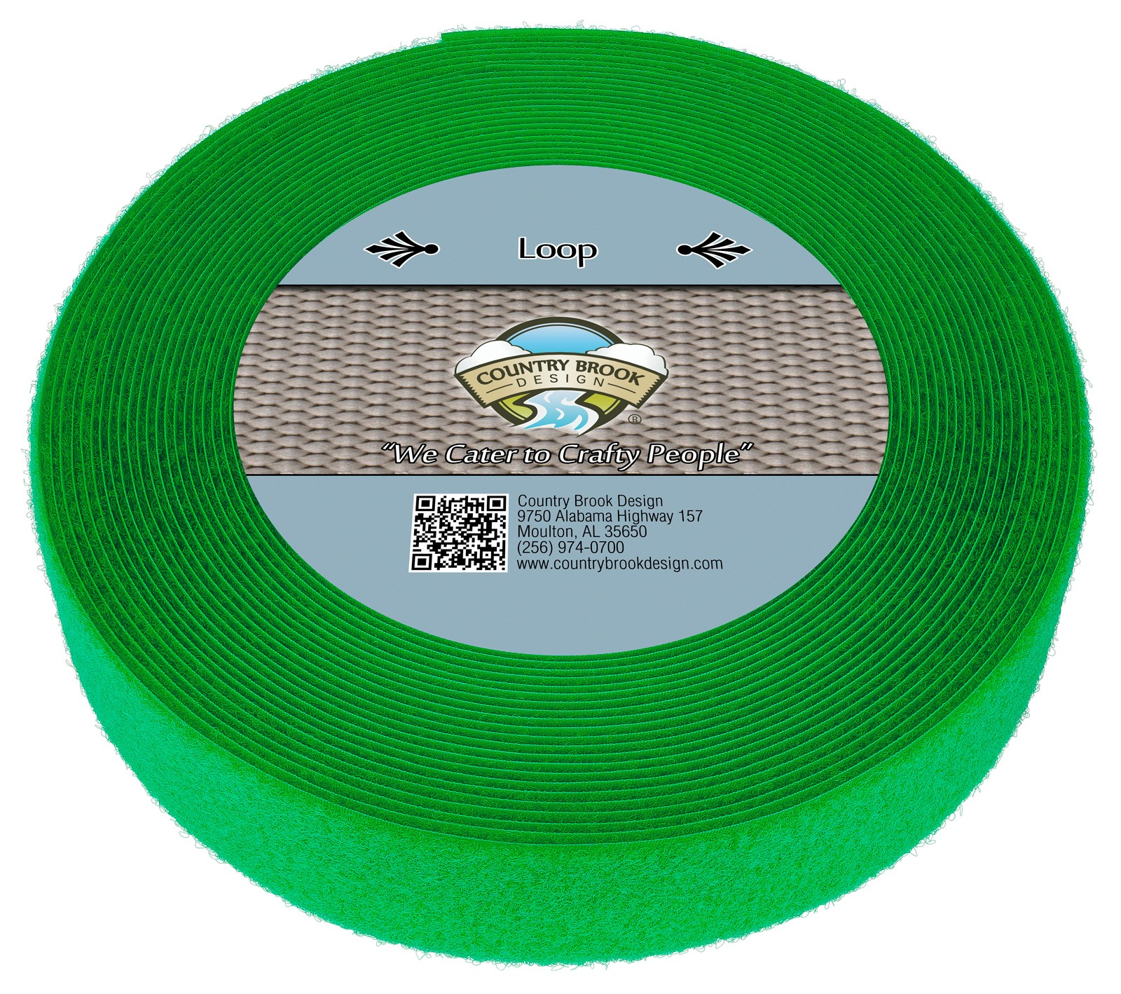 Country Brook Design® Hot Green Sew On Loop Only (2 inch, 50 yards)