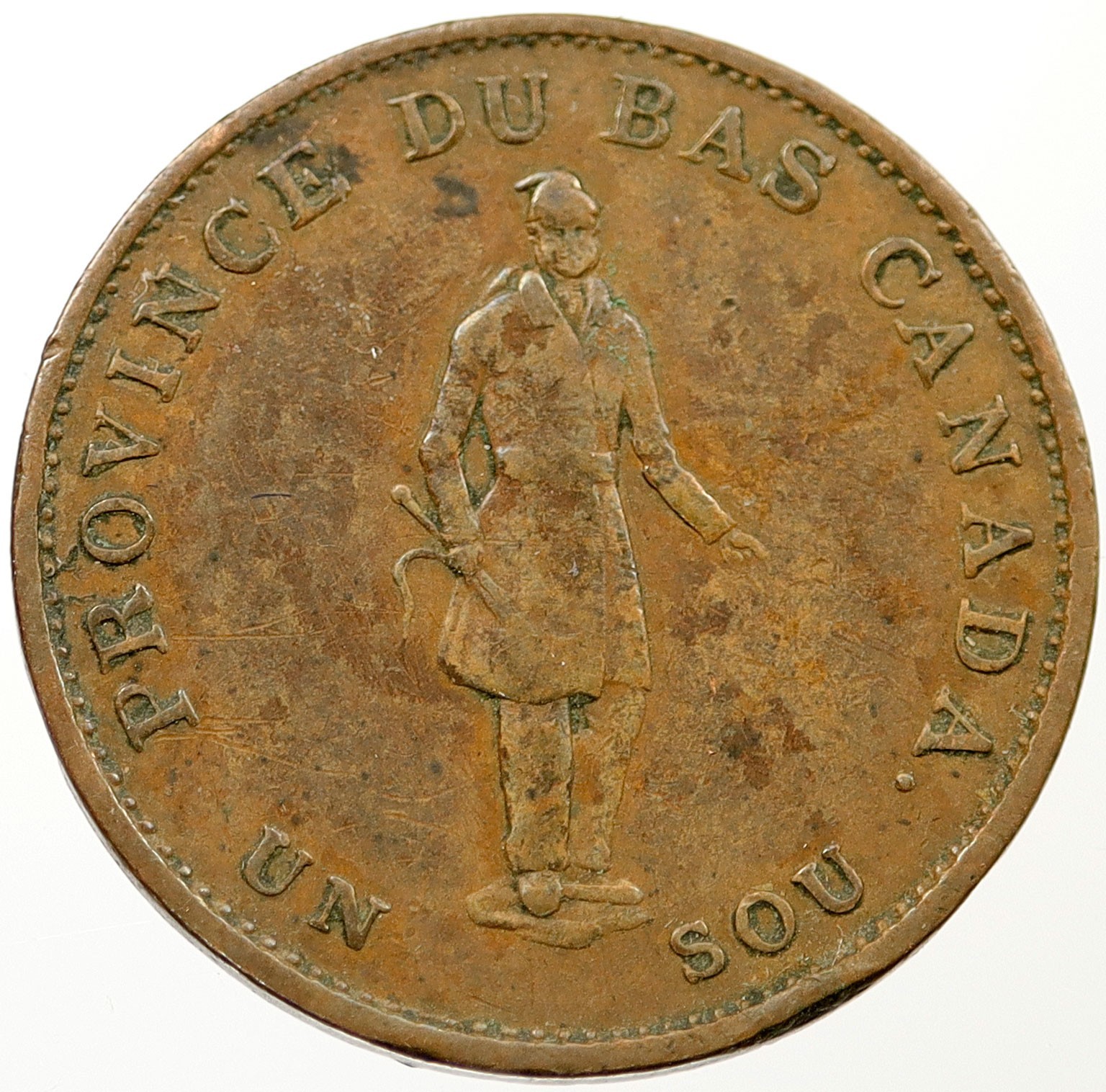 1837 CANADA Bank of Montreal 1/2 Penny 1 Sou Antique Token Coin SETTLER i121592
