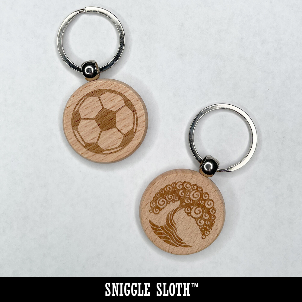 New Mexico State Silhouette Engraved Wood Round Keychain Tag Charm
