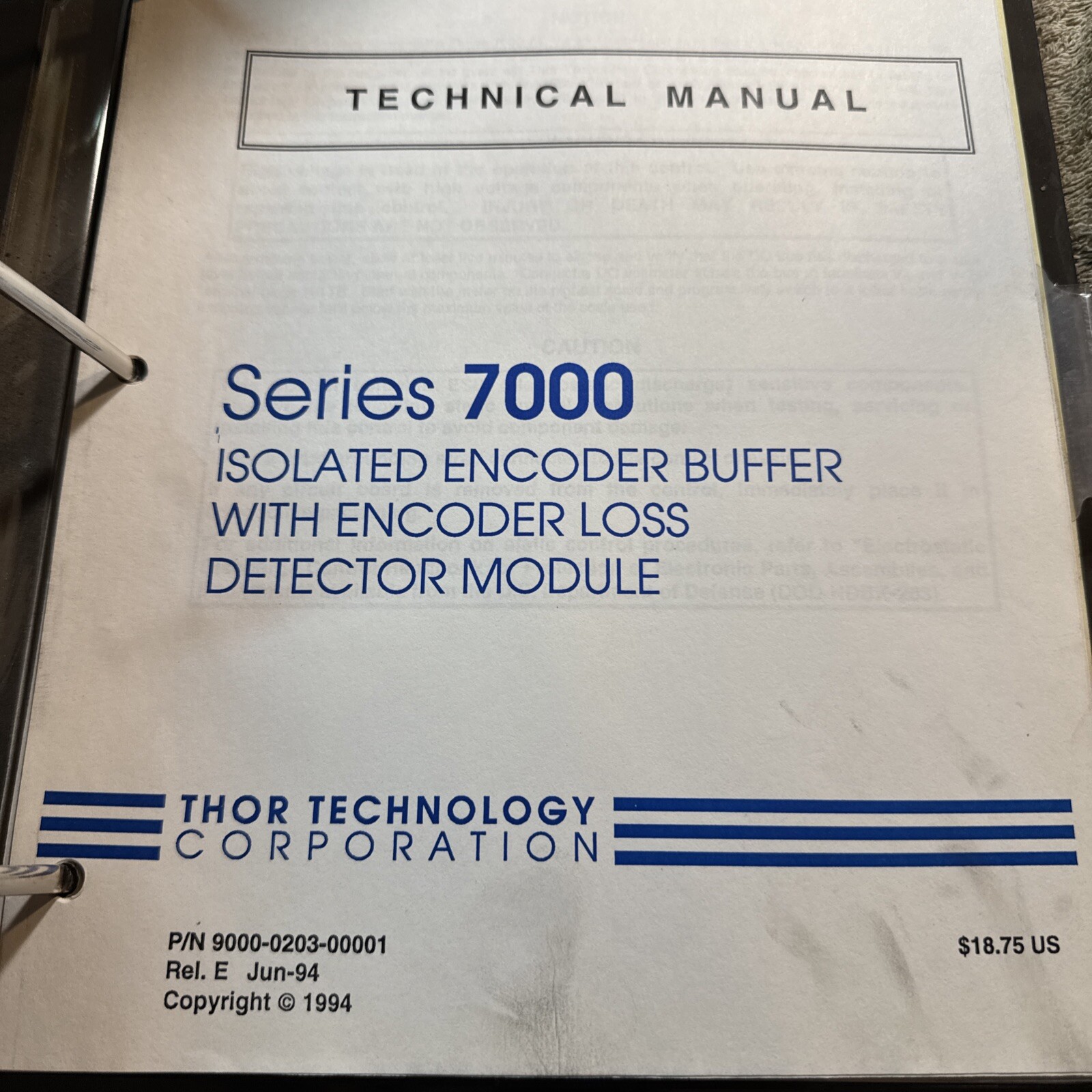 Thor Drives Service manual 7000/8000L, AC Vector Control. Technical Instructions