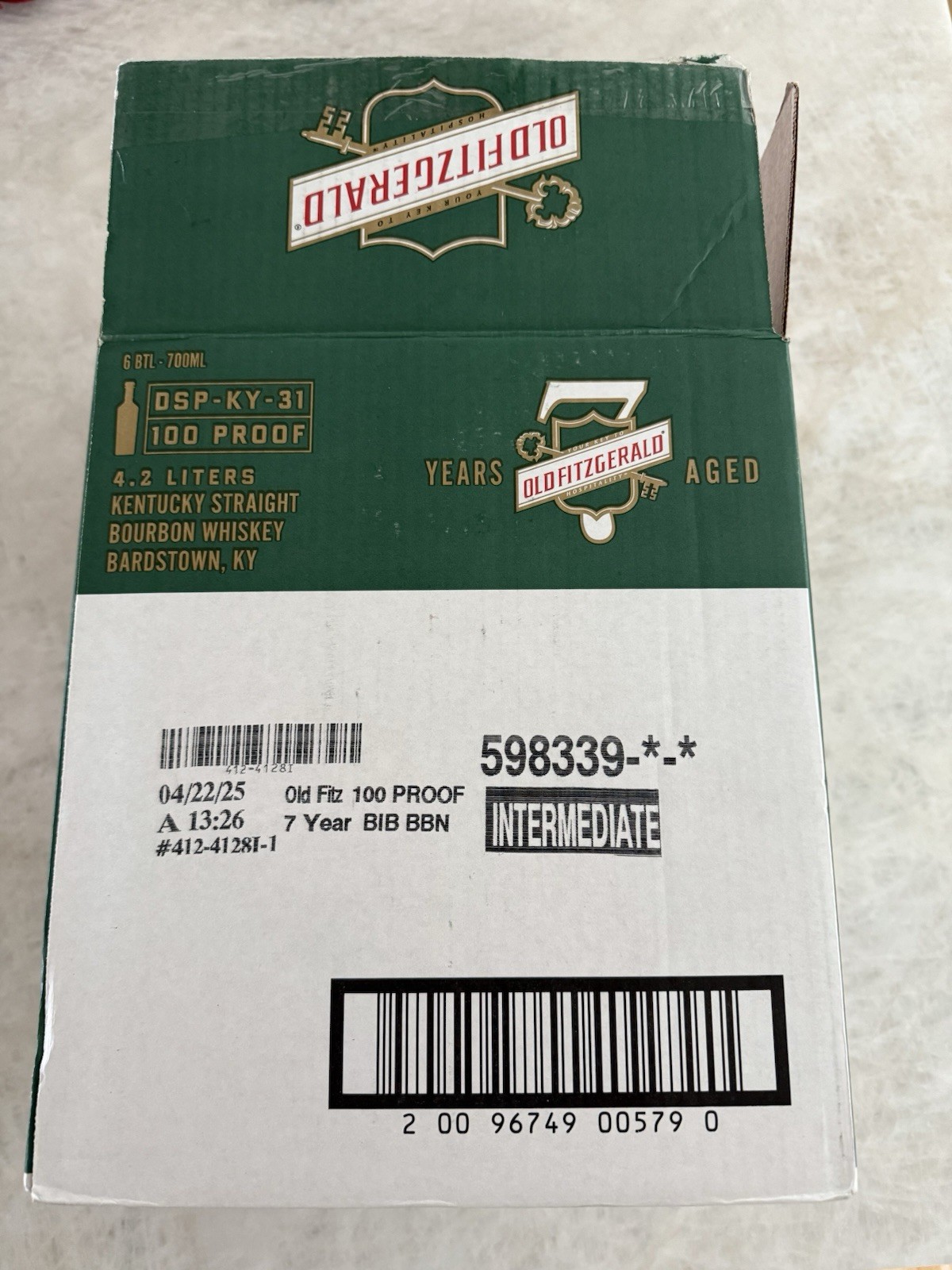 Old Fitzgerald Bottled In Bond Empty Box