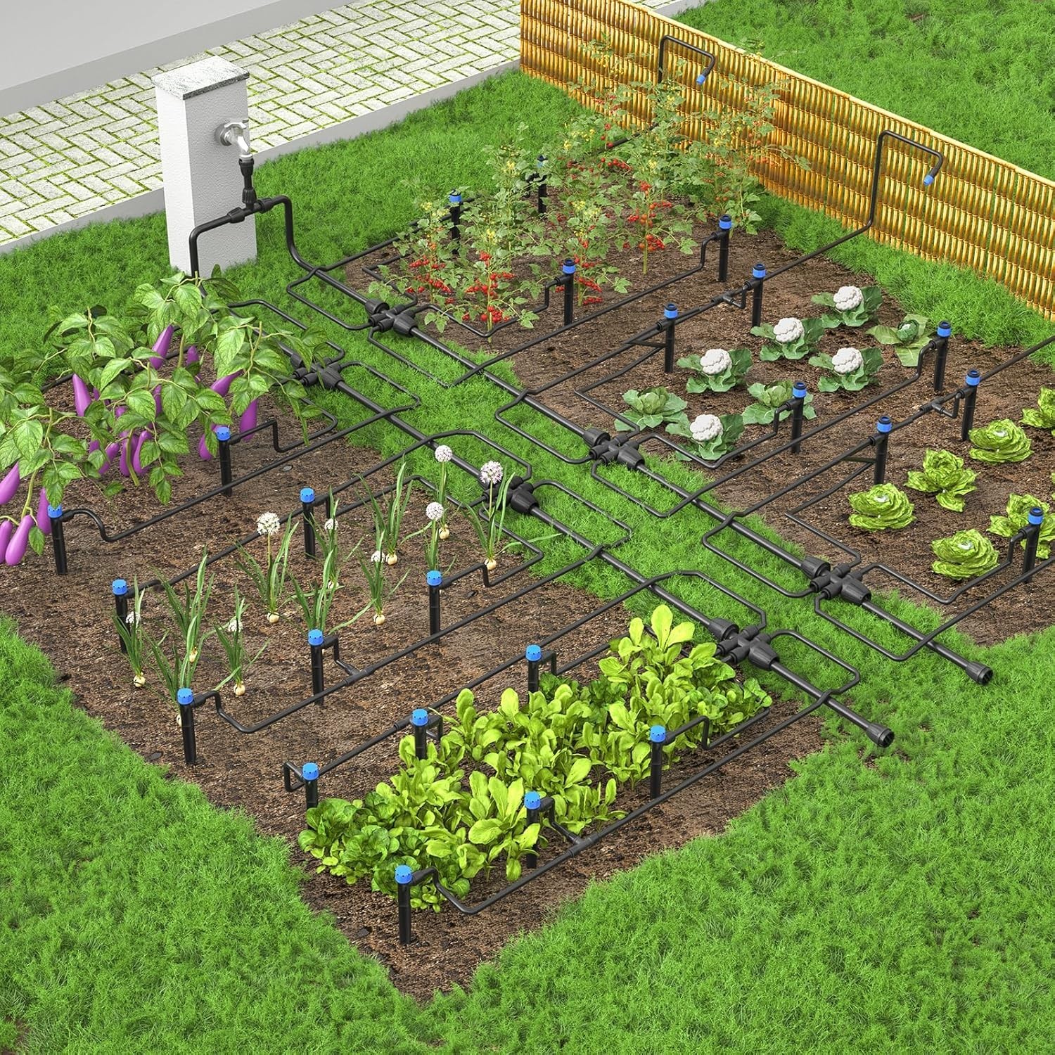 Drip Irrigation System 230FT – Quick Connect Garden Watering Kit with Adjusta...
