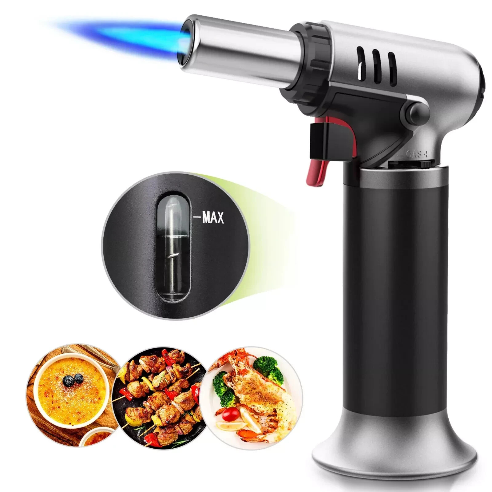 Kitchen Culinary Refillable Blow Butane Torch Lighter for Desserts BBQ Cooking