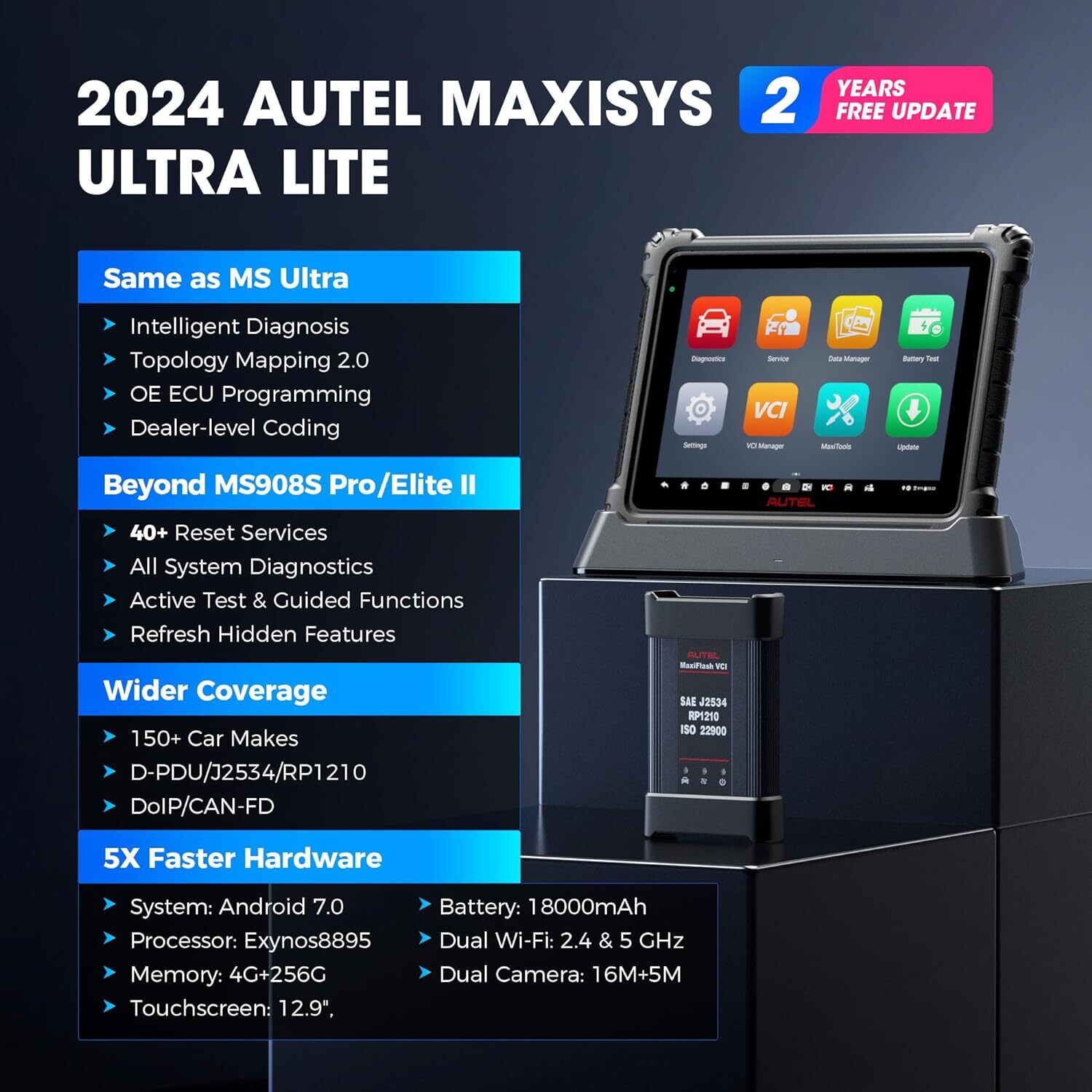 Autel MaxiCOM Ultra Lite Up MS909 2026 Top Diagnostic Scanner Topology Map 2.0