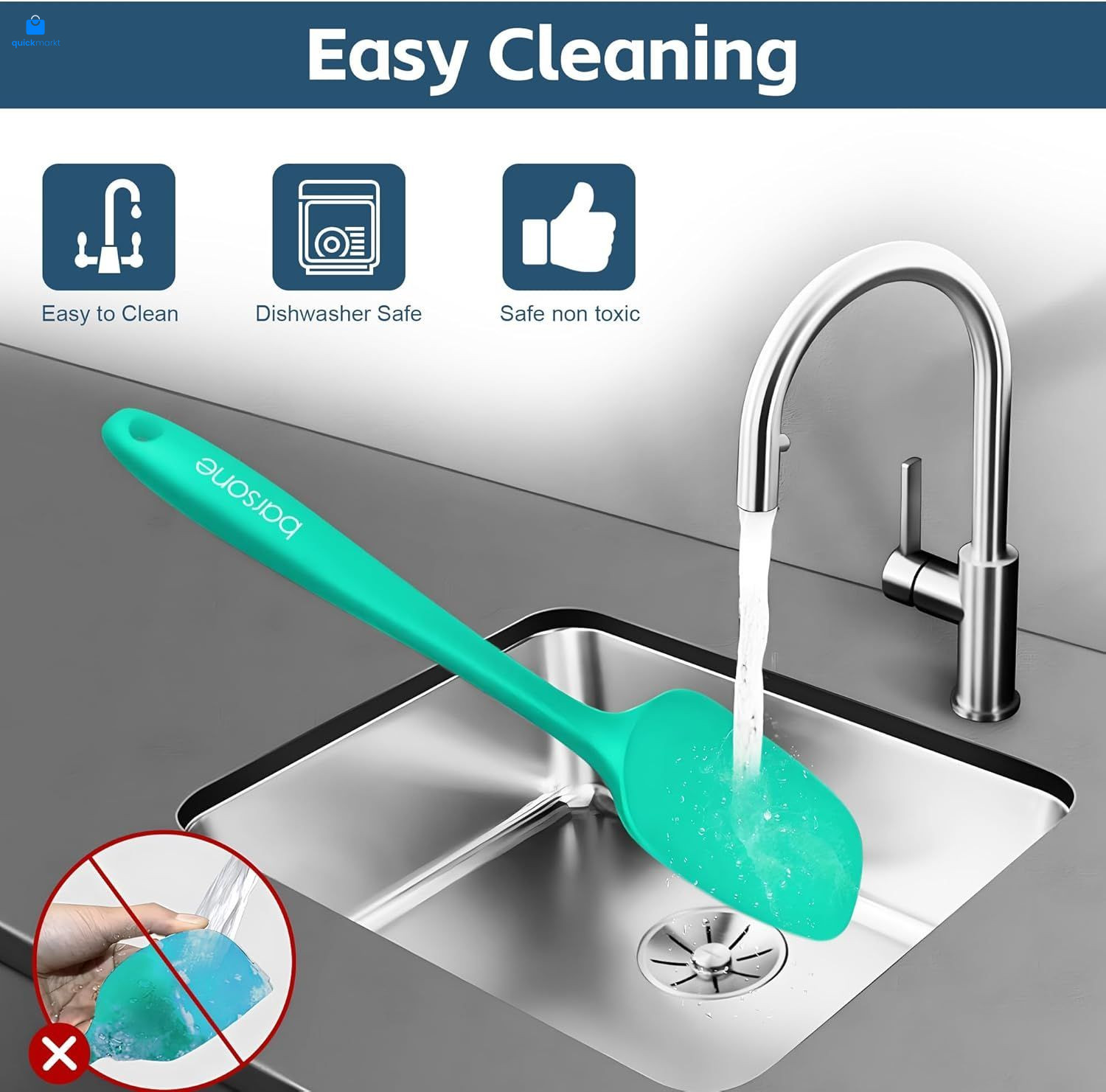 Barsone 5-Piece Silicone Spatula Set - Heat Resistant Medium, Multicolor