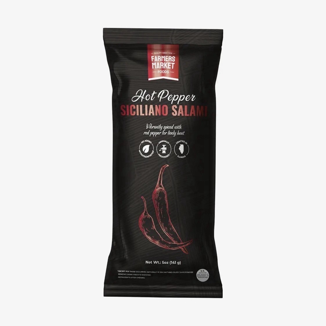 Farmers Market Foods Hot Pepper Siciliano Salami Hot & Spicy Minimally Processe…