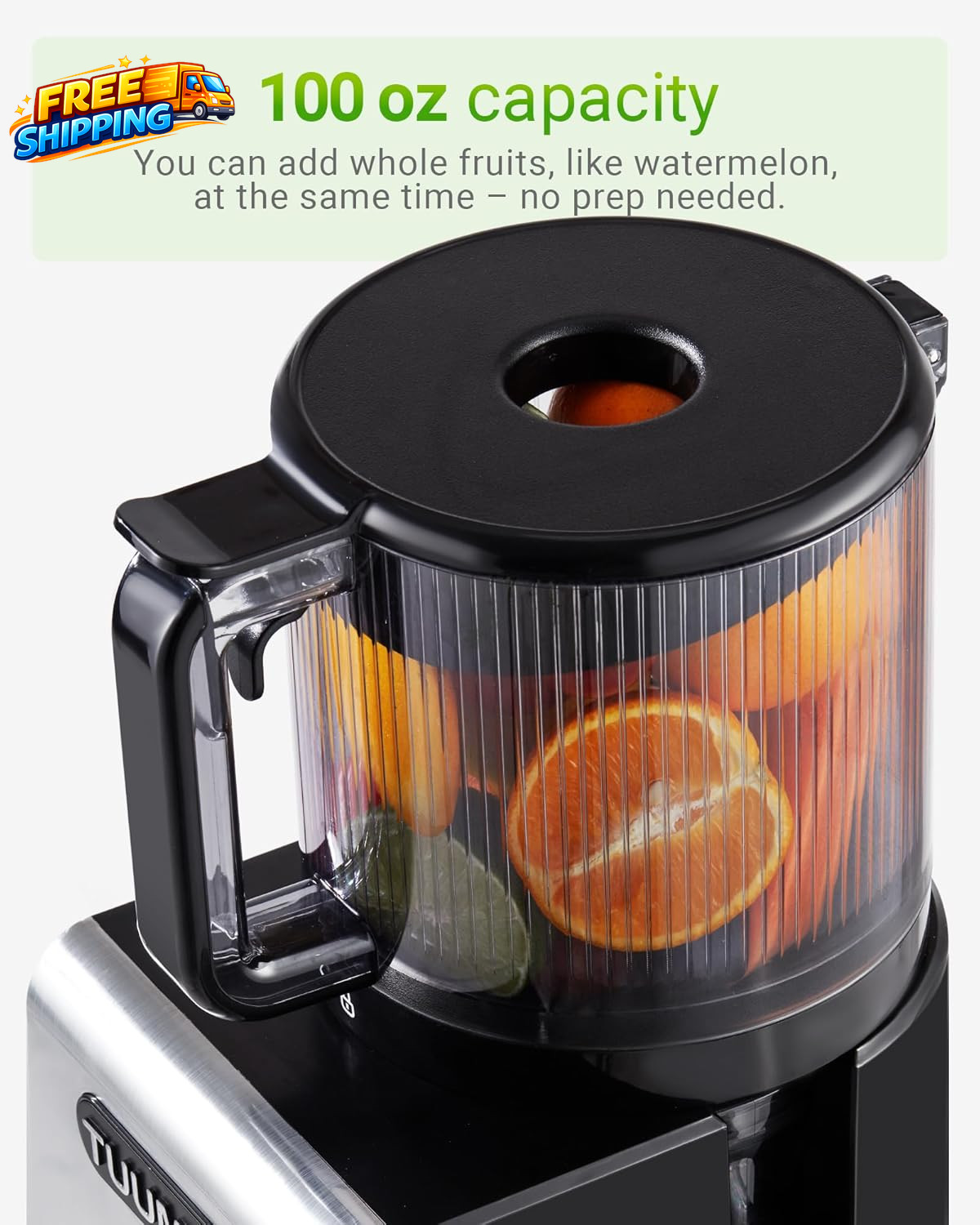 Cold Press Juicer Machine, 6.5" Large Feed Chute Masticating Extractor, Easy to