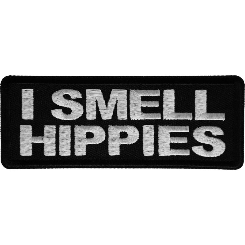 Embroidered Patch (Iron-On or Sew-On), I Smell Hippies Funny Patch, 4" x 1.5"