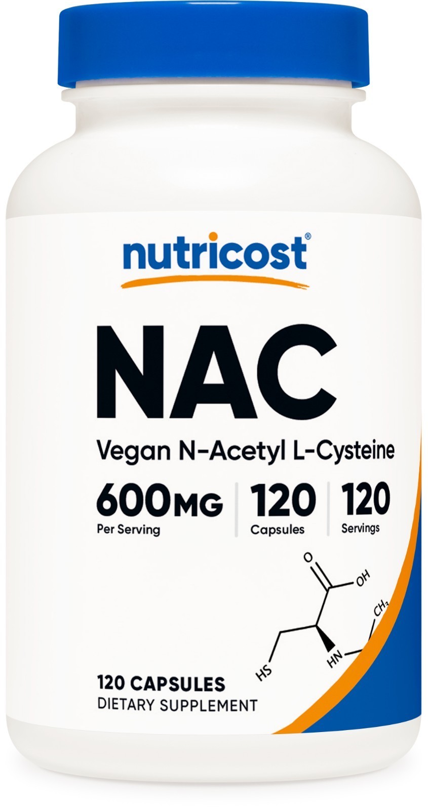 Nutricost N-Acetyl L-Cysteine (NAC) 600mg, 120 Vegan Capsules - Non-GMO