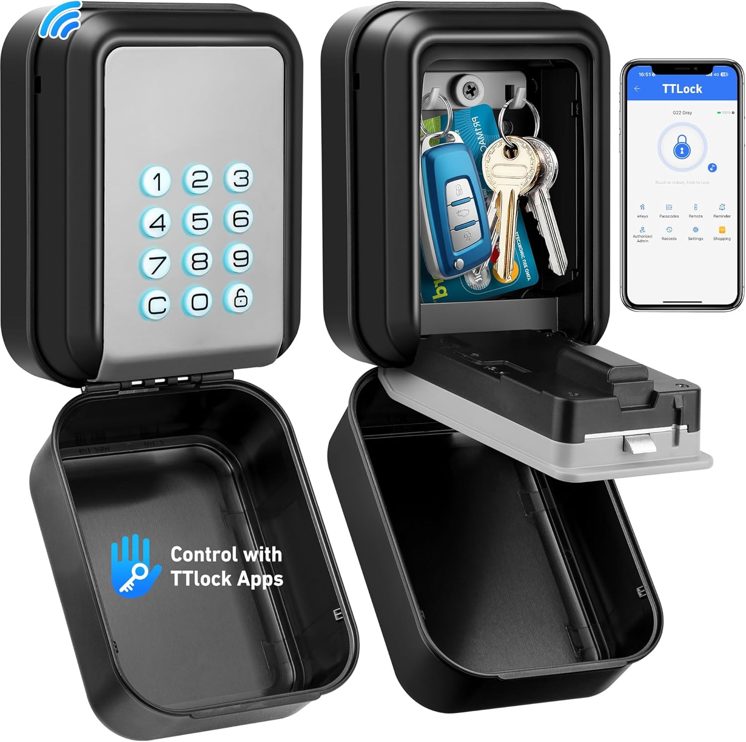 Bluetooth Key Lock Box - Smart Wall-Mount Digital Storage with App Control