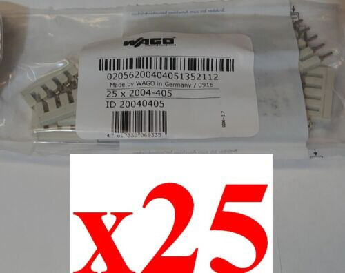 x25 NEW WAGO 2004-405 Connector Accessory, 5 Pole Jumper 25pcs