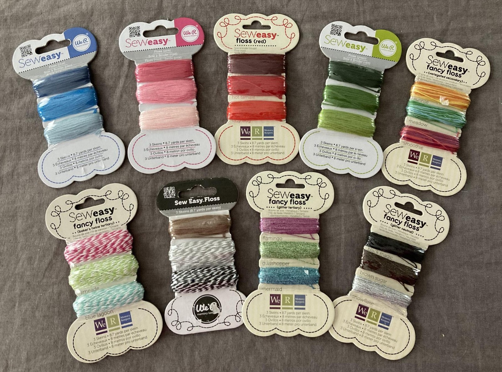 We R Memory Keepers Sew Easy Fancy Floss *Lot of 9 *3 Skeins Ea 8.7Yds Per Skein