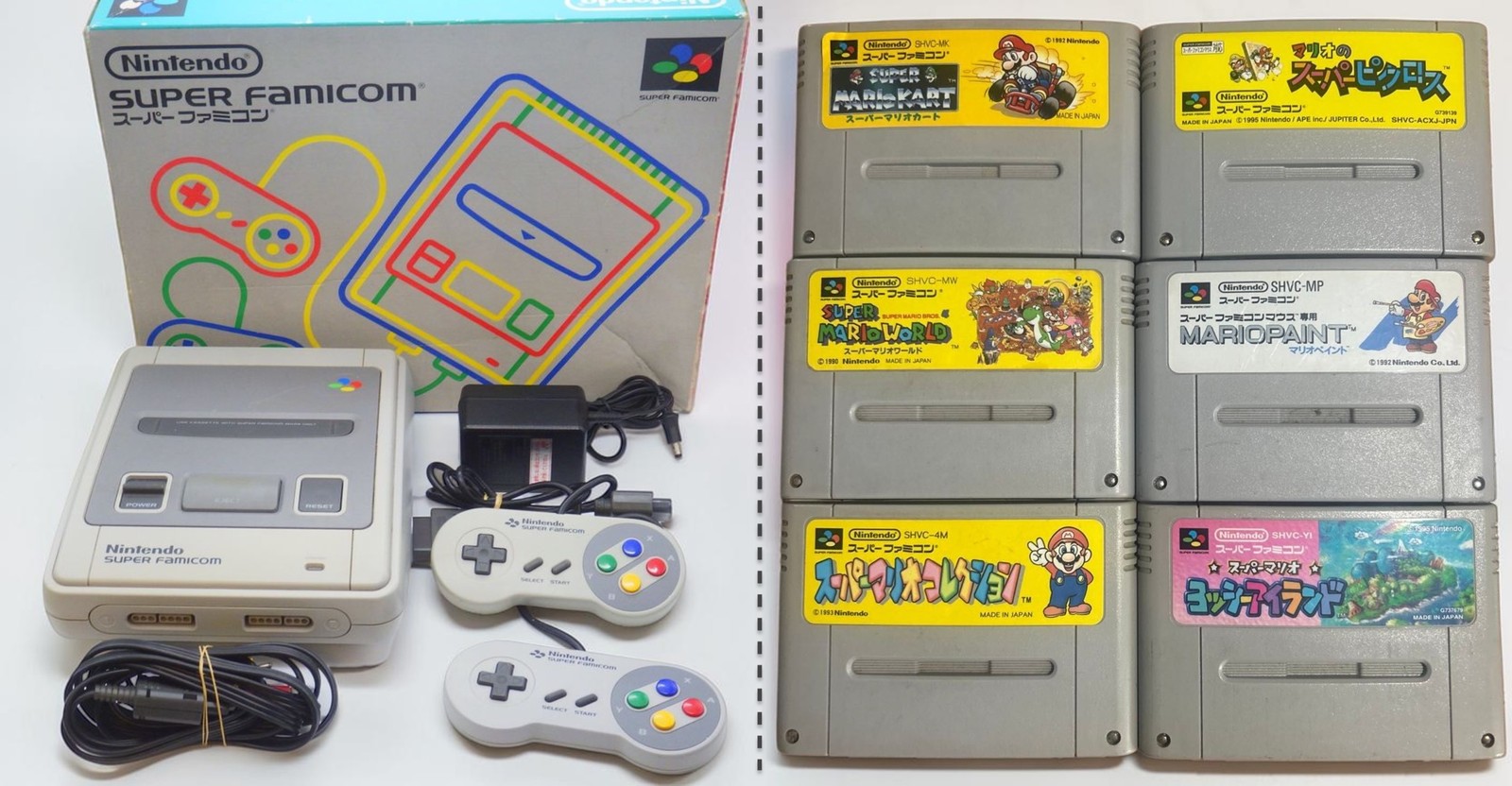 Nintendo Super Famicom Console Complete Set w/ 6-Games | Tested Working Japan