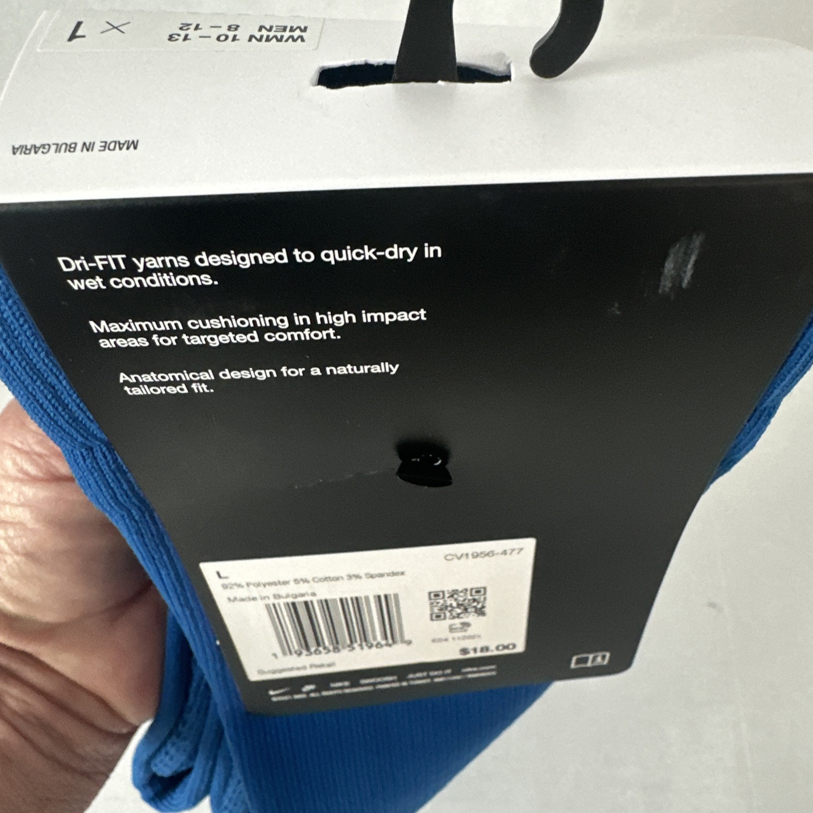 Nike Matchfit Dri-FIT Knee High Soccer Socks Large 8-12 Blue White CV1956-477