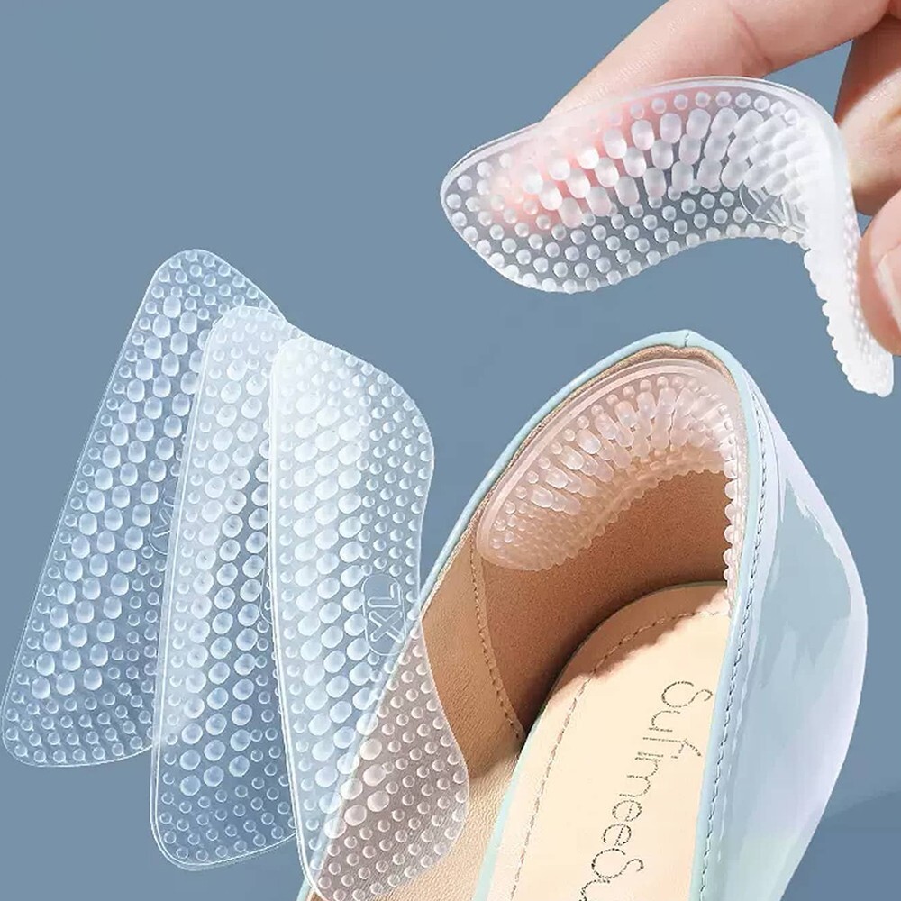 1-5 Pairs Silicone Heel Pads- Non-Slip Fit for Big Shoes,Stop Heel Pain, Women's